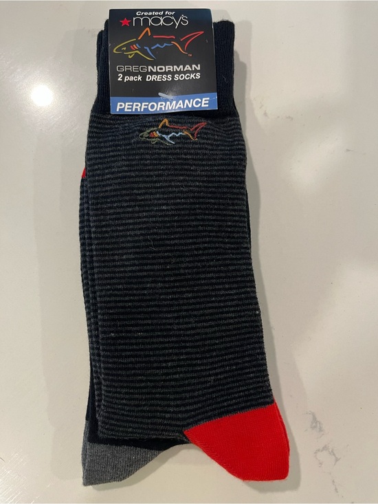 Greg Norman Collection Other - Greg Norman Collection Men’s Black Striped Dress Socks with Red Toe (8-12)